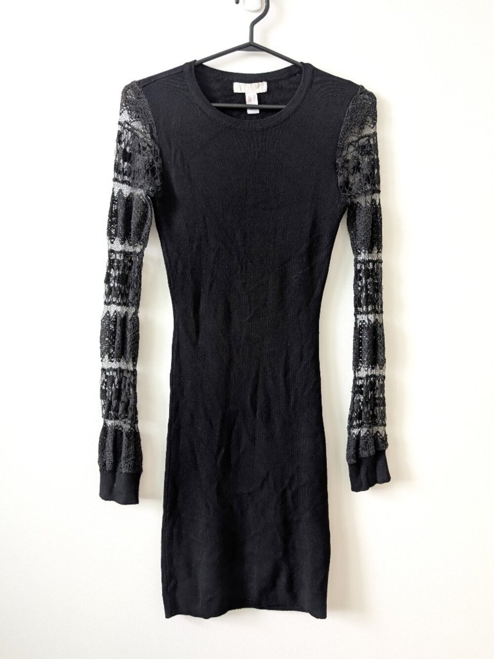 REVAMPED Black Lace Sleeve Bodycon Dress | Medium